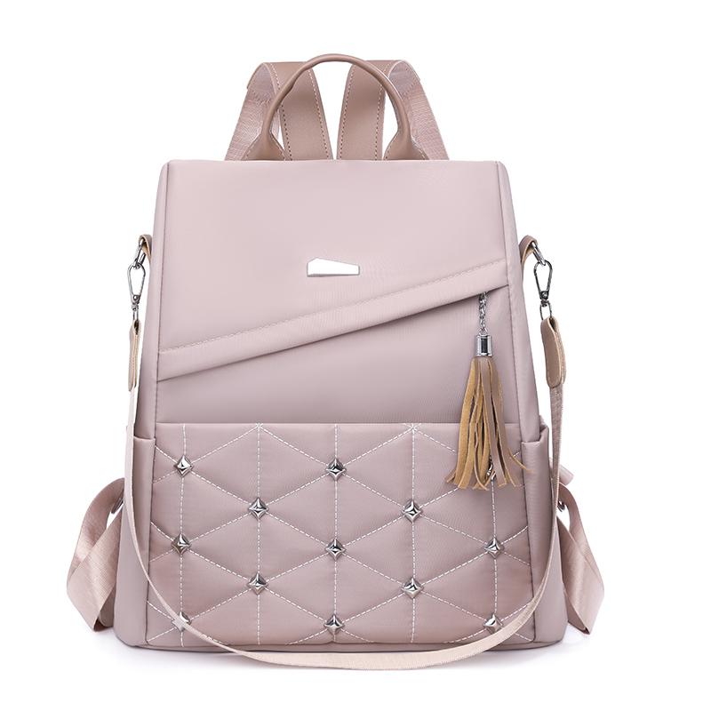 Embroidered Rhomboid Backpack Large Capacity Women's Commuter Bag Multifunctional Shoulder Bag