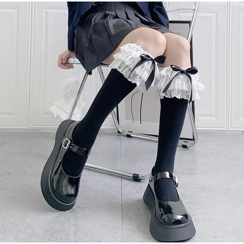 Lolita Lace Women Stockings Sweet Knee High Elastic Long Stocking