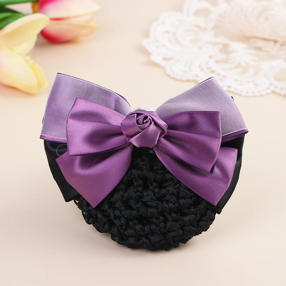 Women Ladies Rose Ladies Barrette Headwear Hair Clip Snood Bow Hair Net Hairgrips