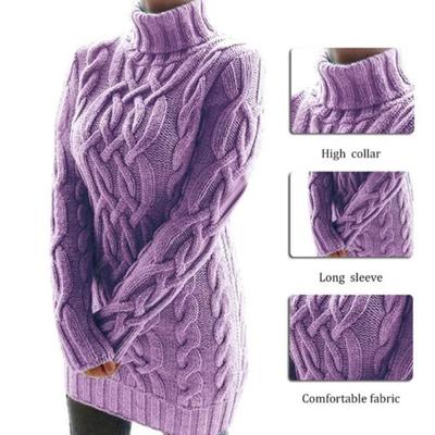Übergroßes Rollkragenpullover-Kleid für Damen, warme Herbst- und Winterkleidung, gestrickt, S-3XL, Übergröße