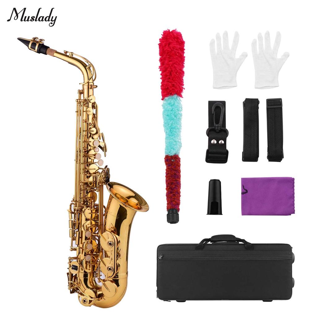 Buy Golden Eb Alto Saxophone Sax Brass Body White Shell Keys Woodwind Instrument with Carry Case