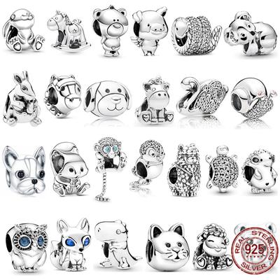 925 Sterling Silber Kaninchen, Welpe, Kätzchen, Schaf, Schlange, Eule und Känguru Charm Bead passend für Original-Fasion-Armbänder, Schmuck, Geschenk