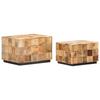 Coffee Tables Set of 2 Block Design Rough Solid Mango Wood