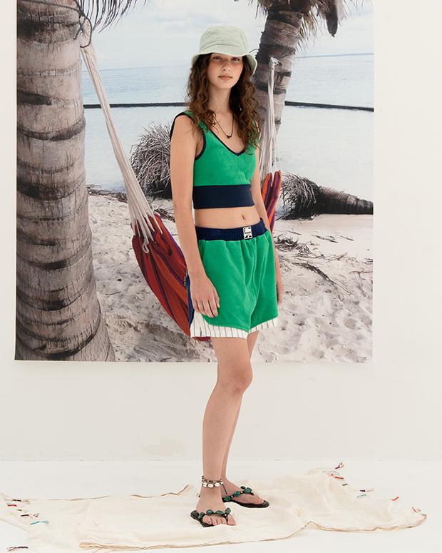 EDENIK Ezs4Pt51Mt Resort Terry Layered Shorts (Mint)