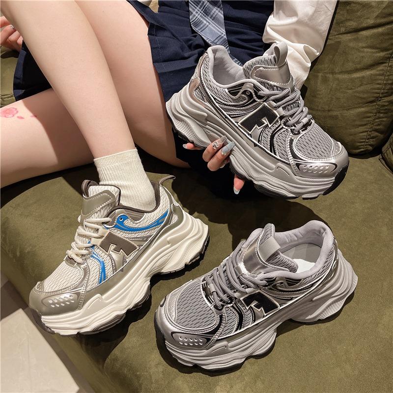 Jarní Nové Retro Boty s Tlustou Podrážkou, Barevné Šněrovací Trendy Boty pro Páry, Ležérní Sportovní Boty, Všestranné