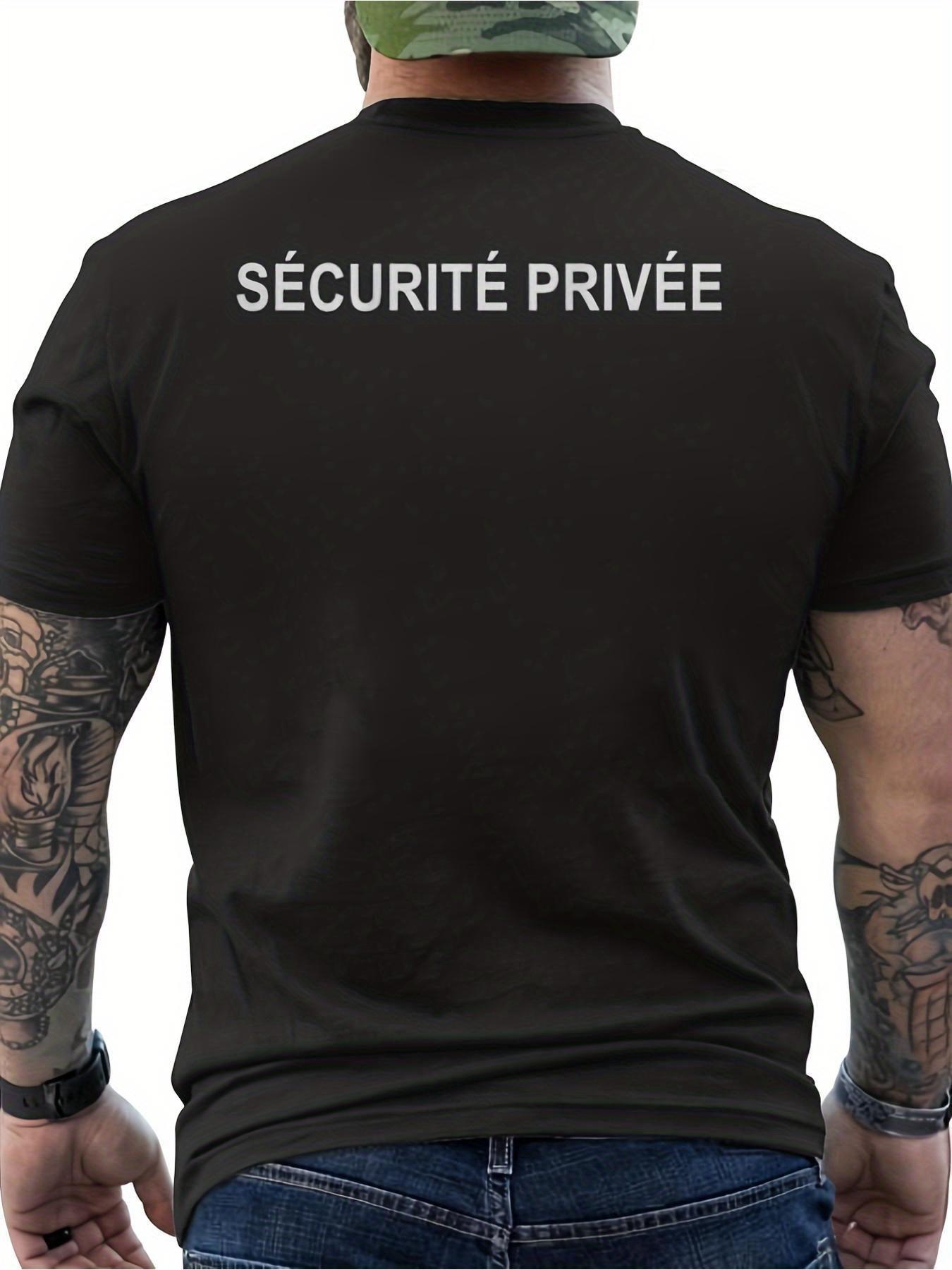 Men S Private Security T-Shirt with Back Print Security Text | Professional Work Uniform for Bodyguards XXL