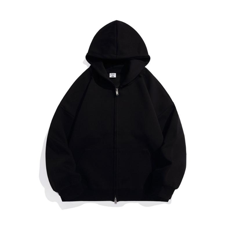 

Basic 0 Hooded Zipper Cardigan Jacket Men s Autumn and Winter Retro Warm Loose Hoodie S чёрный