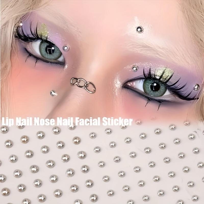 180pcs 1set, Non-piercing Lip Stud Stickers, Self-adhesive and Reusable, Gothic Rock Style Facial Decoration Stickers, Suitable for Ages 14 and Up