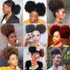 LUPU Afro Puff Chignon Synthetischer Haarknoten Kurzer Kinkys Curly Kordelzug Pferdeschwanz für schwarze Frauen Afroamerikanische Haarteile
