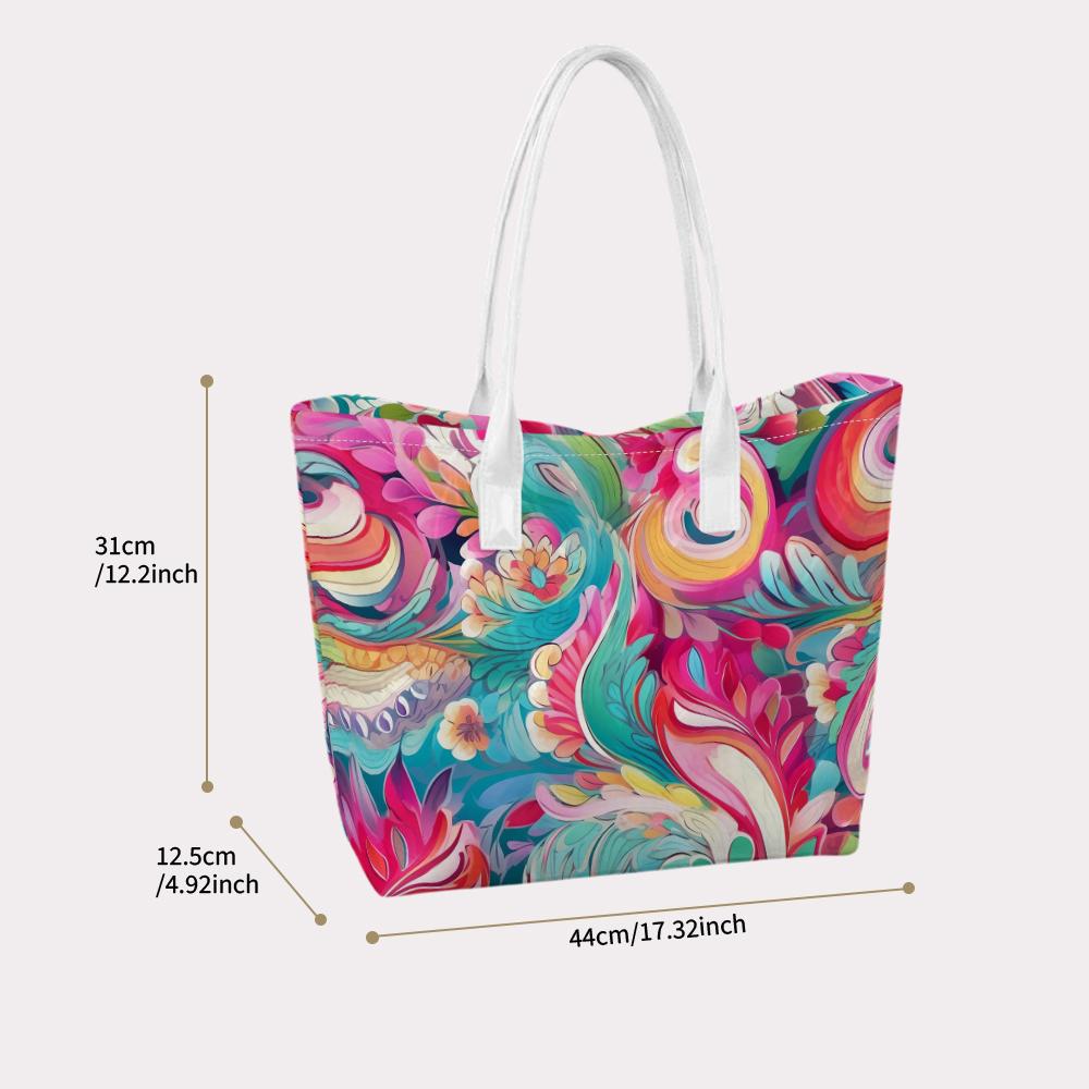 Colorful Floral Print Tote Bag for Women Daily Use Casual Fashion Shoulder Bag