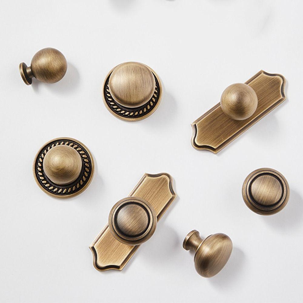 Nordic Brass Cabinet Pull Gold Round Cabinet Door Handle Retro Wardrobe Pulls  Kitchen Cupboard