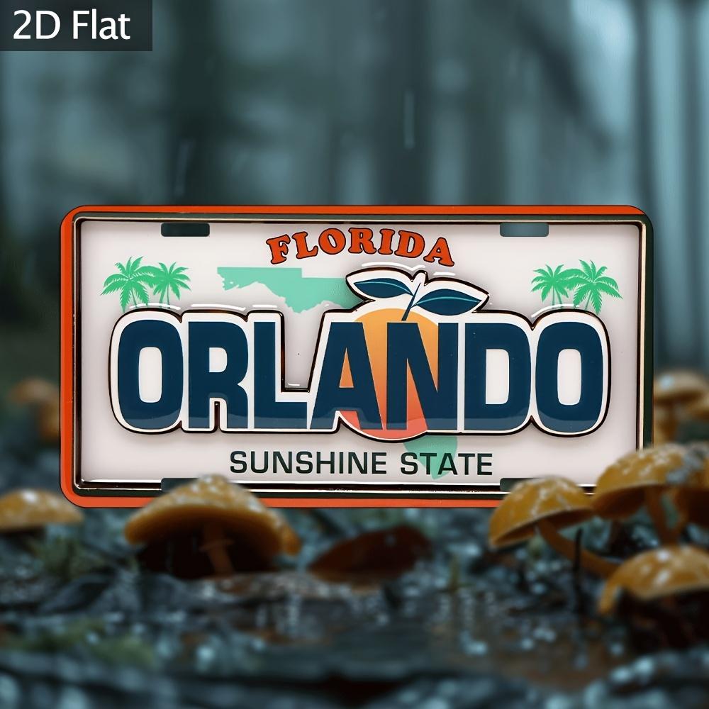 Aluminum Plaque Wall Decor   Retro Florida Orlando Sunshine State License Plate Design with Trees  Metal Sign for Farmhouse G 15x30cm(5.9x7.8inch)