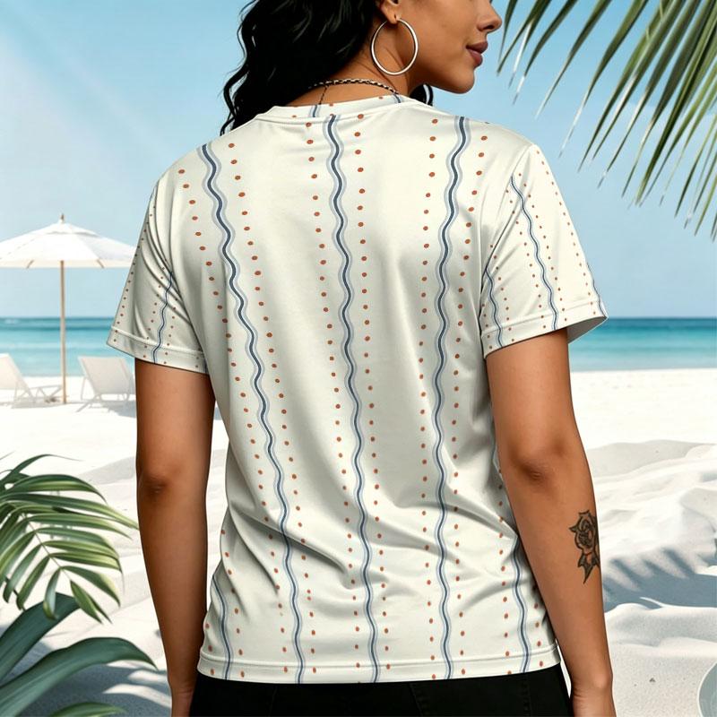 Women's Basic Short Sleeve T-Shirt, Minimalist Polka Dot Soft Top Casual Daily Wear for Outdoor Outings & Girls' Gatherings