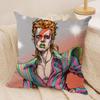 David Bowie Kissenbezug Weicher Plüschstoff Beidseitig Bedruckter Sofakissenbezug für Alle Jahreszeiten Heimdekoration Geschenk