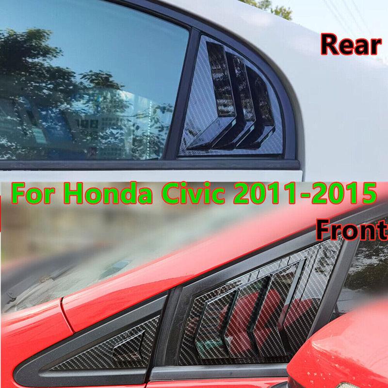 For Honda Civic Sedan 2006-2015 ABS Plastic Front Rear Window Quarter Louver Cover Side Vent Trim Car Adhesive Accessories