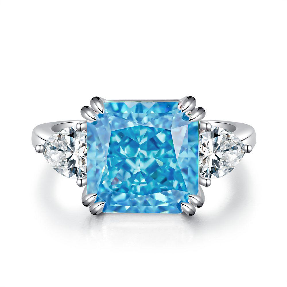 Elegant S925 Sterling Silver Zircon Ring for Women - European and American Style High Carbon Diamond Design