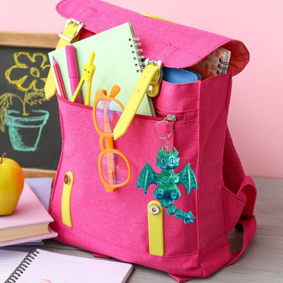 3D Printed Keychain Dragon Winged Design Keyring with Moving Tail Bags Luggage Schoolbags Car Interiors