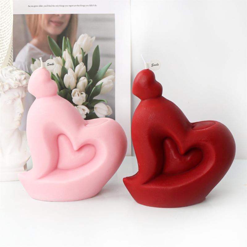 Silicone Candle Mould Heart Shaped Molds Cake Fondant Chocolate Mold Epoxy Casting Resin Moulds Food Grade Silicone