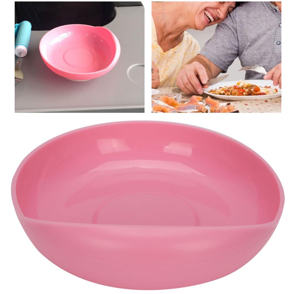 Elderly Care Spill Proof Plate with Suction Cup Base Disabled Non Slip Tableware Pink