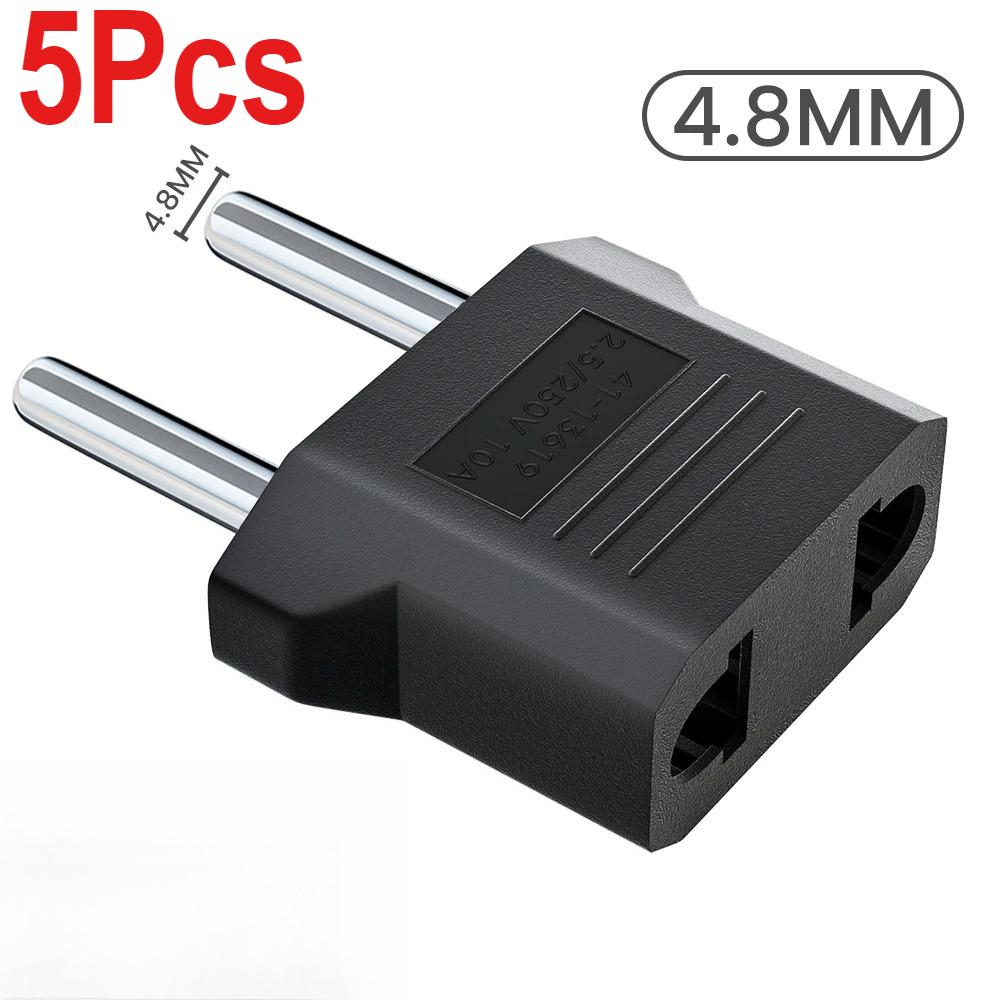 3/5/10Pcs US To EU Converter Plug 4mm/4.8mm Electrical Socket Plugs Adapters American China Europe Plug Adapter Converter Socket