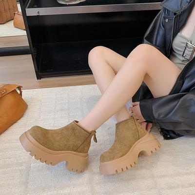 Thick-soled Snow Boots Women's 2025 Autumn and Winter New Velvet Thickened Versatile Matte Soft Leather Short Boots Casual Fashion Boots