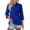 Women's Fashion Casual Lapel Short 3/4 Sleeve Color Shirt Women's Button Up Tops