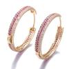 Designer Rainbow Red Purple Double Side Cubic Zirconia Black Gold Plated Round Huggie Hoop Earrings for Women Gift Accessories