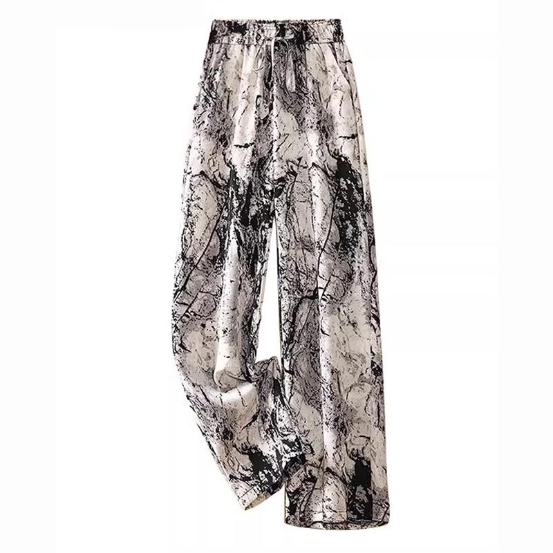 Ink Wash Harem Pants: Women's Summer Thin 2024 Tie-Dye, Mosquito-Proof, Ice Silk Lantern Pants
