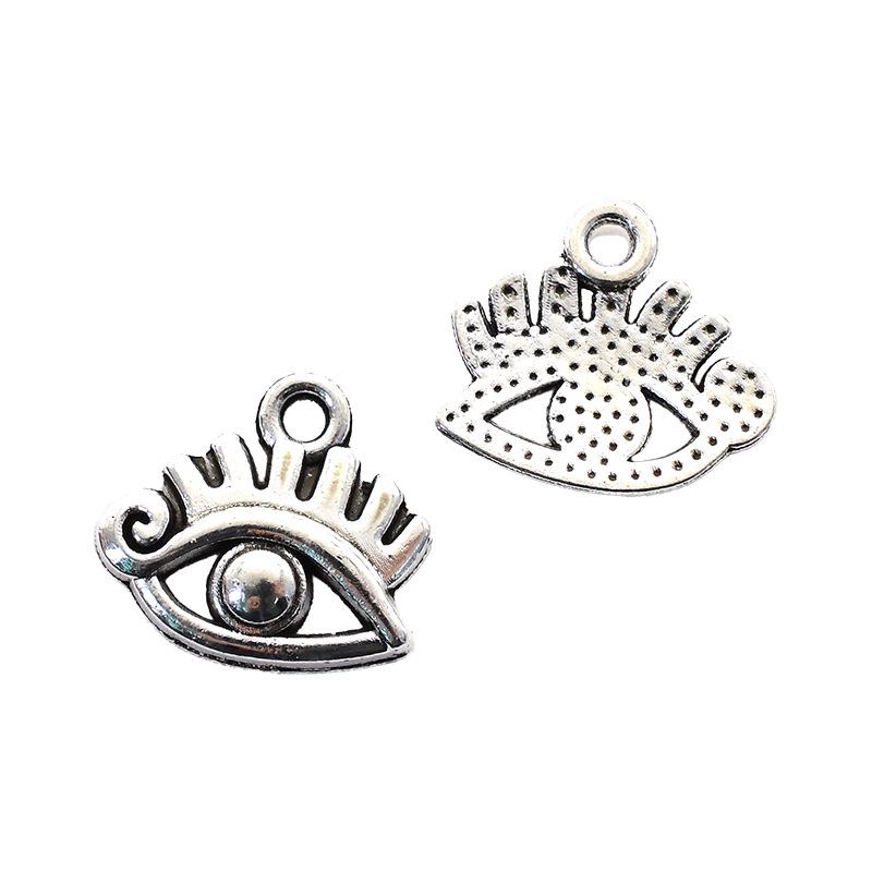 DIY Alloy Jewelry Accessories: 16 Antique Silver Horus Eye Pendants Set