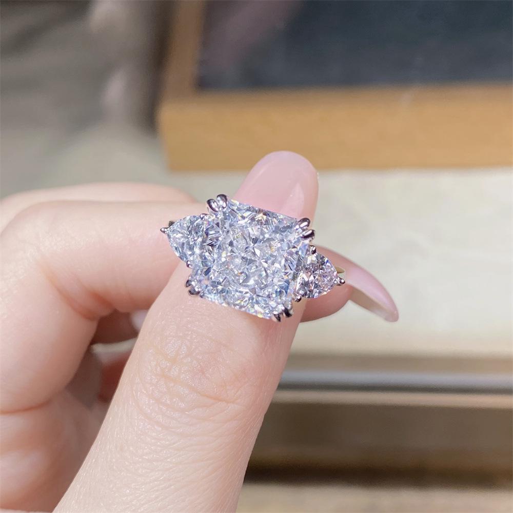 Elegant S925 Sterling Silver Zircon Ring for Women - European and American Style High Carbon Diamond Design