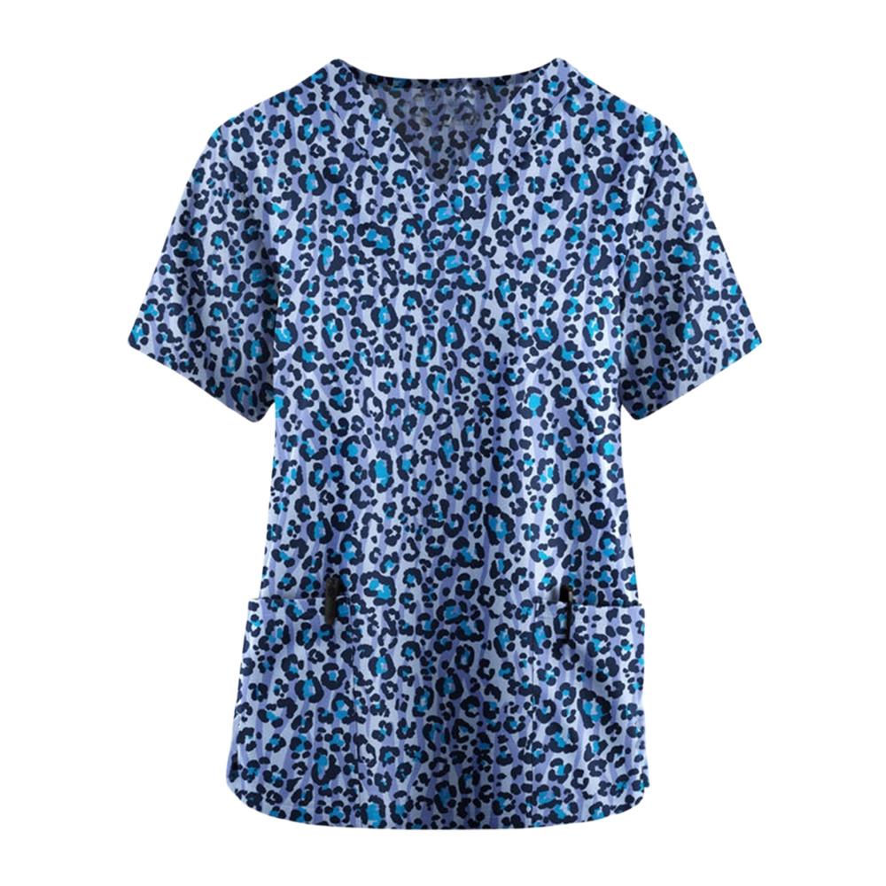 Kvetinové peelingy na dojčiace topy Ženy Pracovná Uniforma Blúzka Krátky rukáv Výstrih do V Uniforma Blusas Dojčiace Oblečenie Sestričky Tunika Uniforma