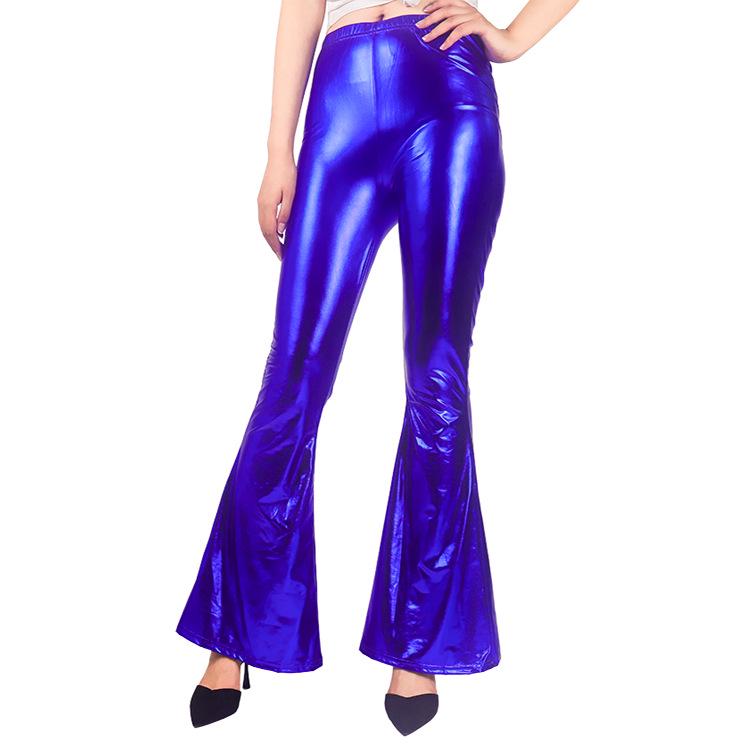Women's Multi-Color Shiny Patent Leather Flared Pants - European & American Fashion