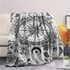 1Pc Compass Print Flannel Blanket, High Quality Comfortable for All Seasons, Home Decor, Warmth and Comfort, Perfect for Christmas Gifts W167