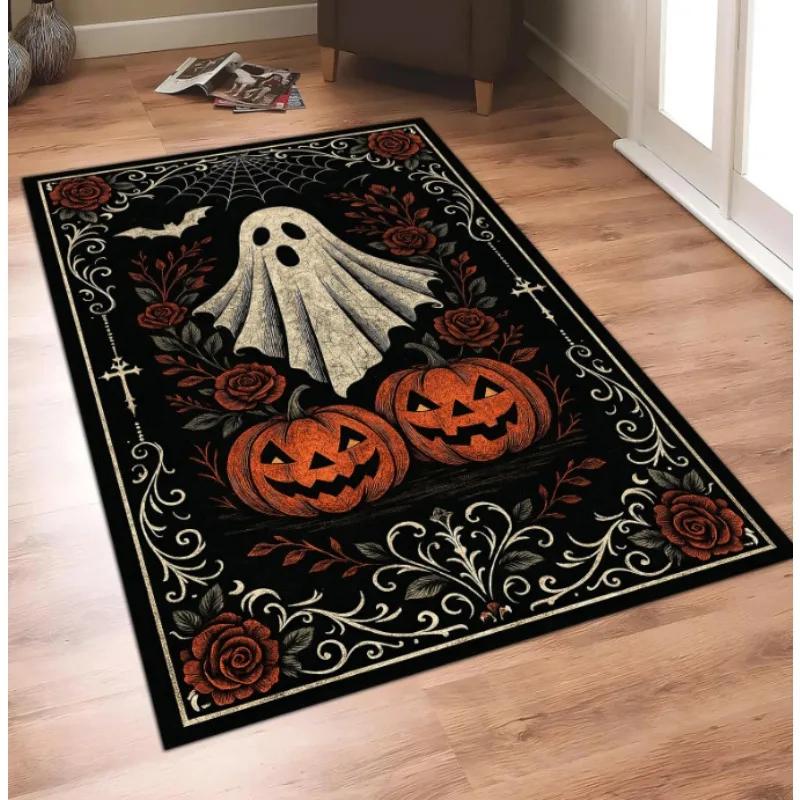 

Gothic Rose Welcome Mat Black and Red Floral Rug with Crosses Baroque Style Doormat for Alternative Home Decor Having Aesthetic 50X80cm