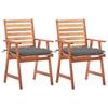 VidaXL Outdoor Dining Chairs 2 Pcs with Cushions Solid Acacia