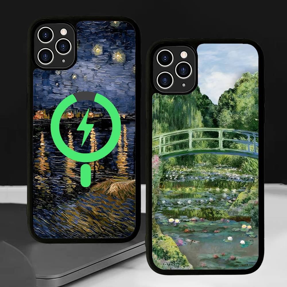 Van Gogh Oil Painting For IPhone 17 16 15 Pro Max Case 14 Plus 13 12 11 For Magesafe Magnetic Wireless Charge Cover
