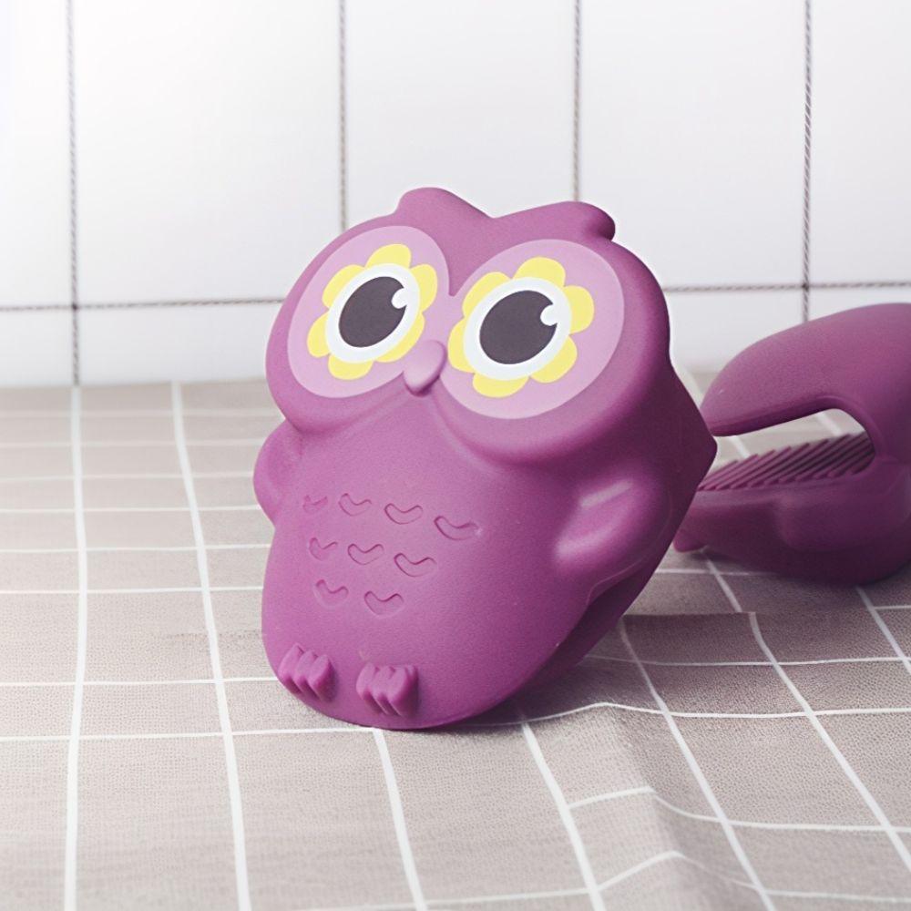 Purple Heat Insulated Mitts Silicone Microwave Glove Cute Owl Oven Mitts Baking