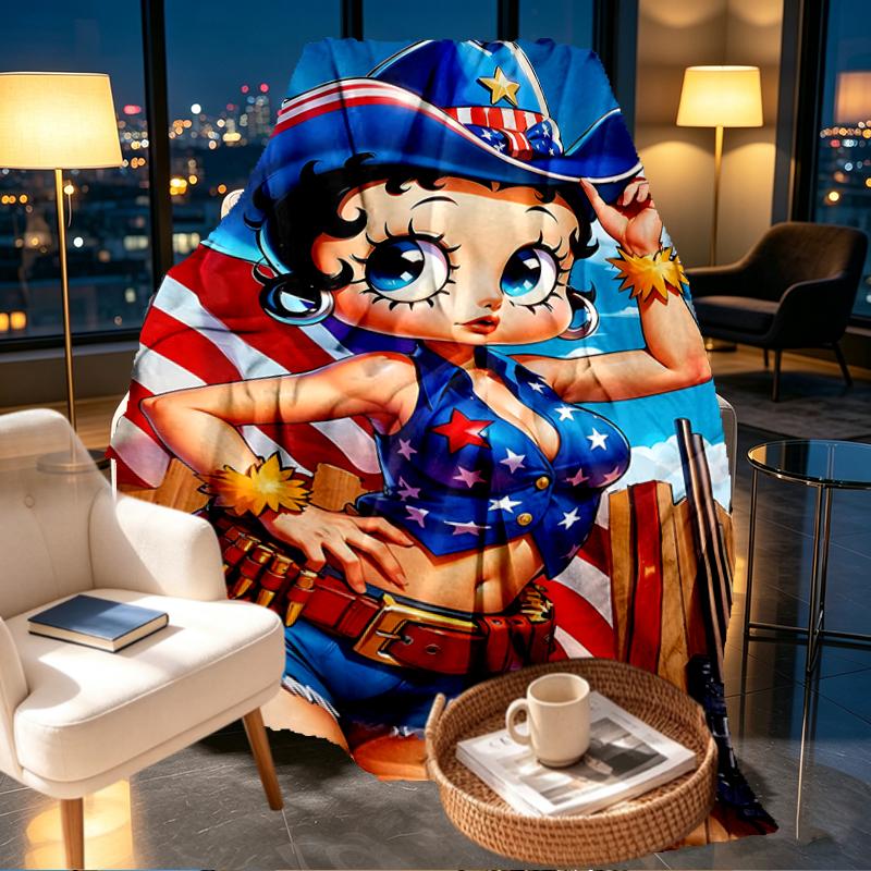 Betty Boop Print Blanket - Soft & Comfortable, for Bedroom, Travel, Sofa, Home Decoration - Birthday Christmas Gift for Friend