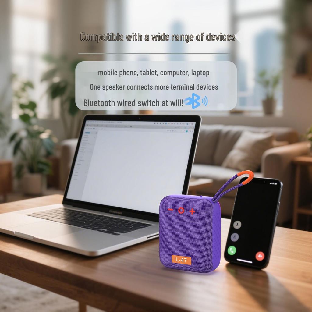 L-47 Portable Wireless Bluetooth Speaker with Heavy Bass & Colorful Lights