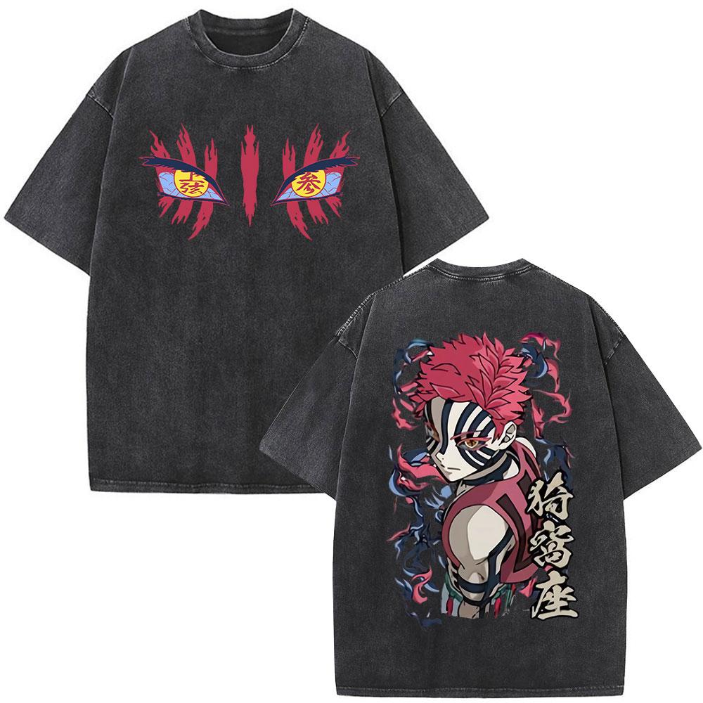 Washed Vintage Anime Demon Slayer Serpent Hashira Iguro Obanai Graphic T-shirts Men Women Clothing Cotton Short Sleeve T Shirts
