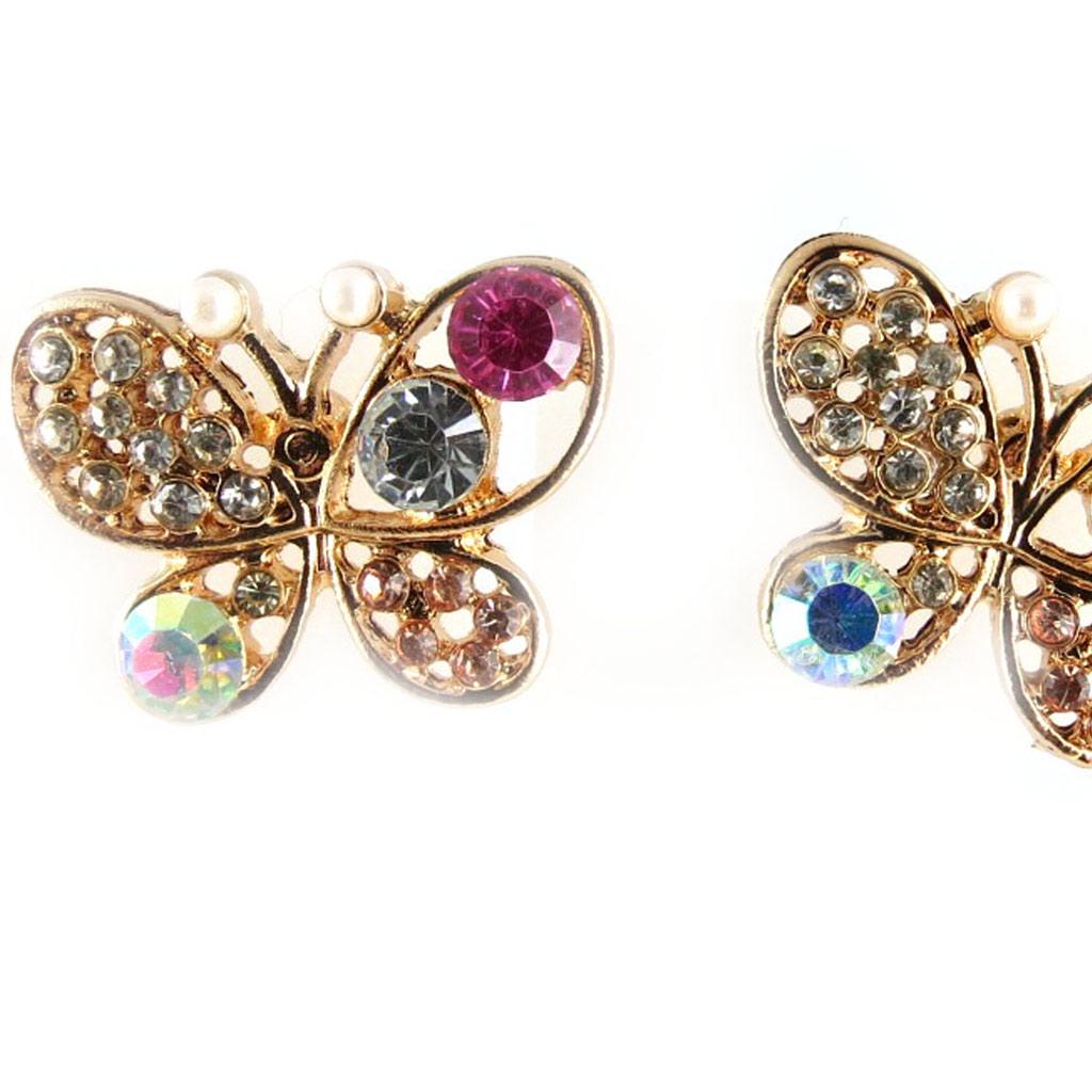 Les Trésors De Lily [K9778] - Designer Earrings 'Butterflies' White Rose Gold - 21x15 Mm