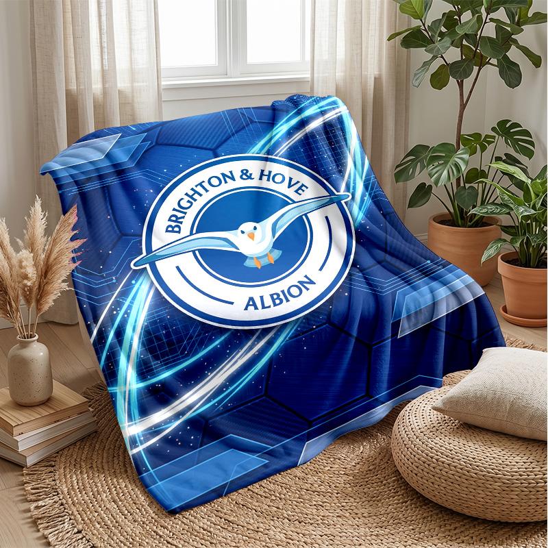Coperta in Flanella con Stampa Calcio Brighton & Hove Albion, Coperta Morbida Calda Leggera per Divano Letto Campeggio