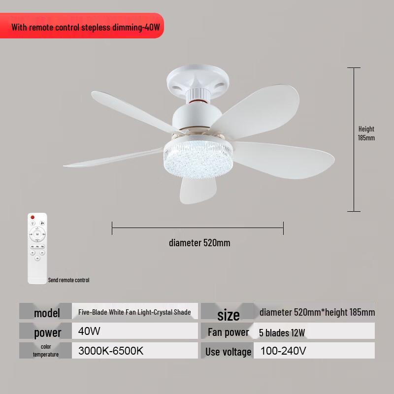 MengPao E27 Screw-Mount Ceiling Fan Light
