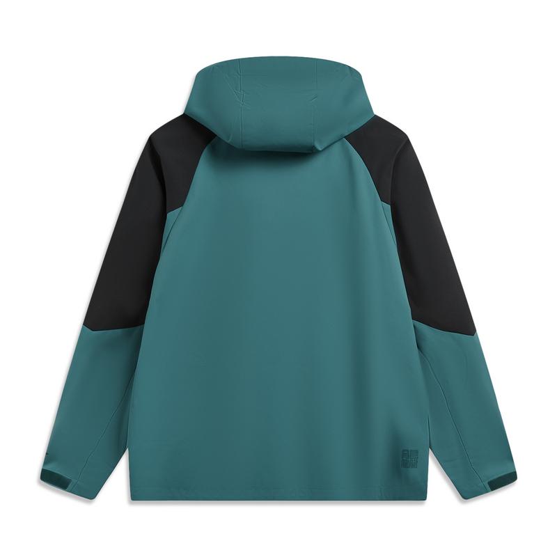 Li Ning Outdoor CF Shell Color Block Windproof Breathable Water Resistant Loose Single Layer Jacket Men jackets Ink-Green AFDW231-1