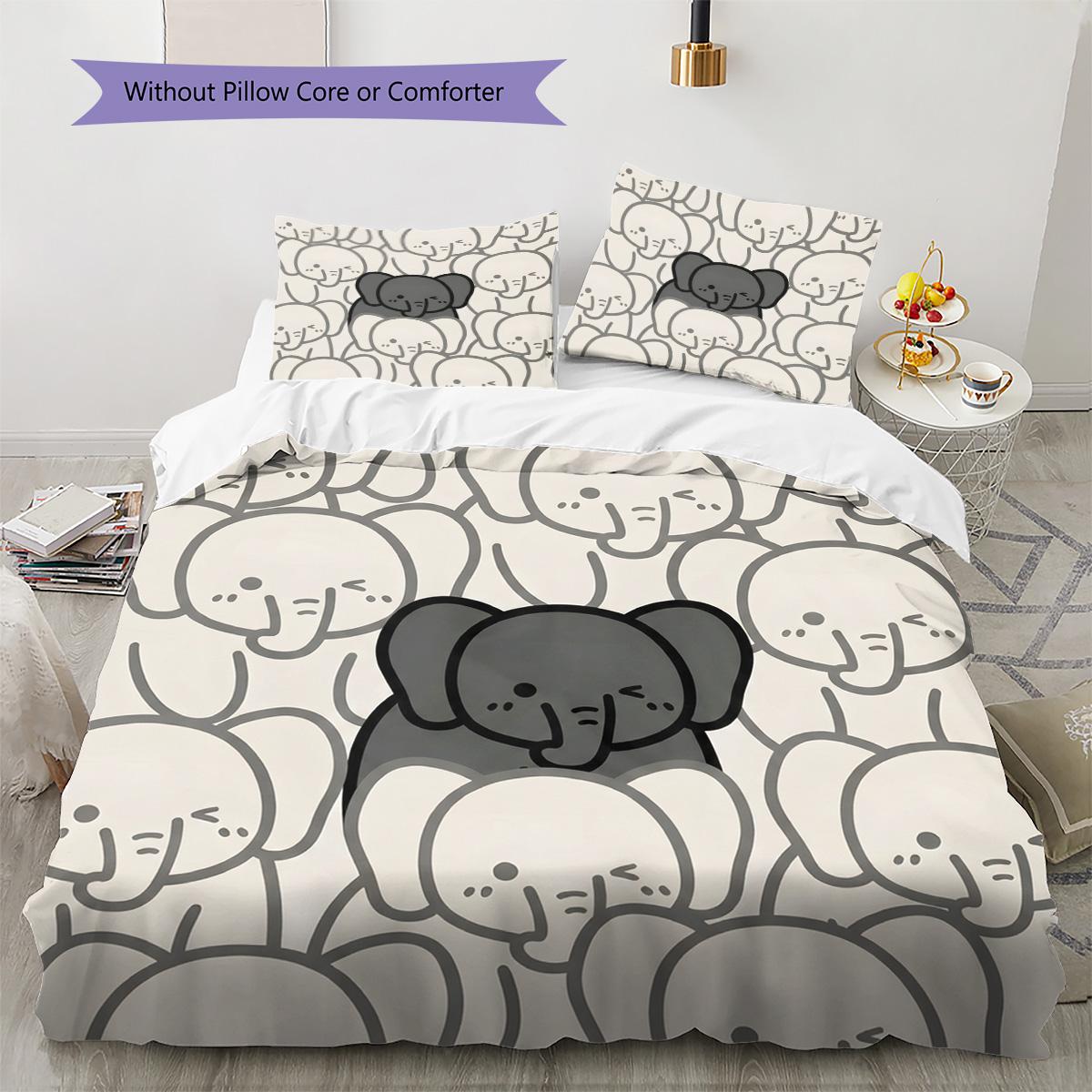

Elephant Pattern Bedding Quilt Set Quilt Cover Pillowcase Home Decoration Birthday Gift (1 * duvet cover + 2 * pillowcase, without core) 135x200cm