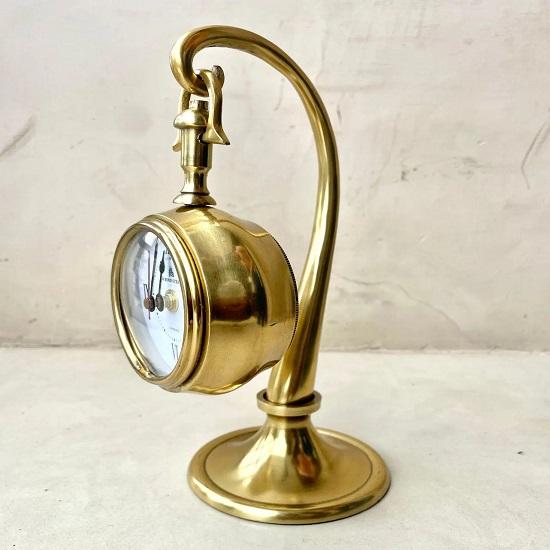 Brass Finish Stand Clock Tabletop Desk  Office Home Decor Timepiece  Collectible Gift Item