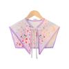Floral Pattern Fake Collar Shawl Print Vintage Poncho Cape Detachable Fake Collar Capelet  Female