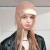 Pastel Bouclé Knit Bonnet Hat Peach