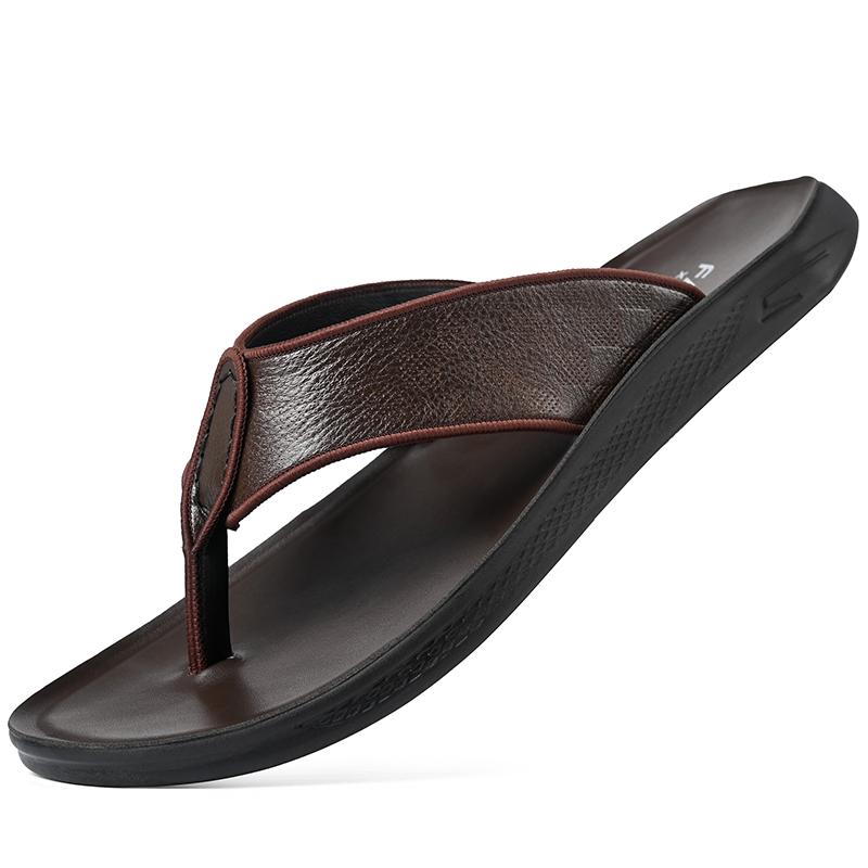 Fashion Casual Leather Male Flip Flops Fashion Classic Slippers for Men Comfortable Summer Half Drag Outdoor Sandals Leisure Walk Slides