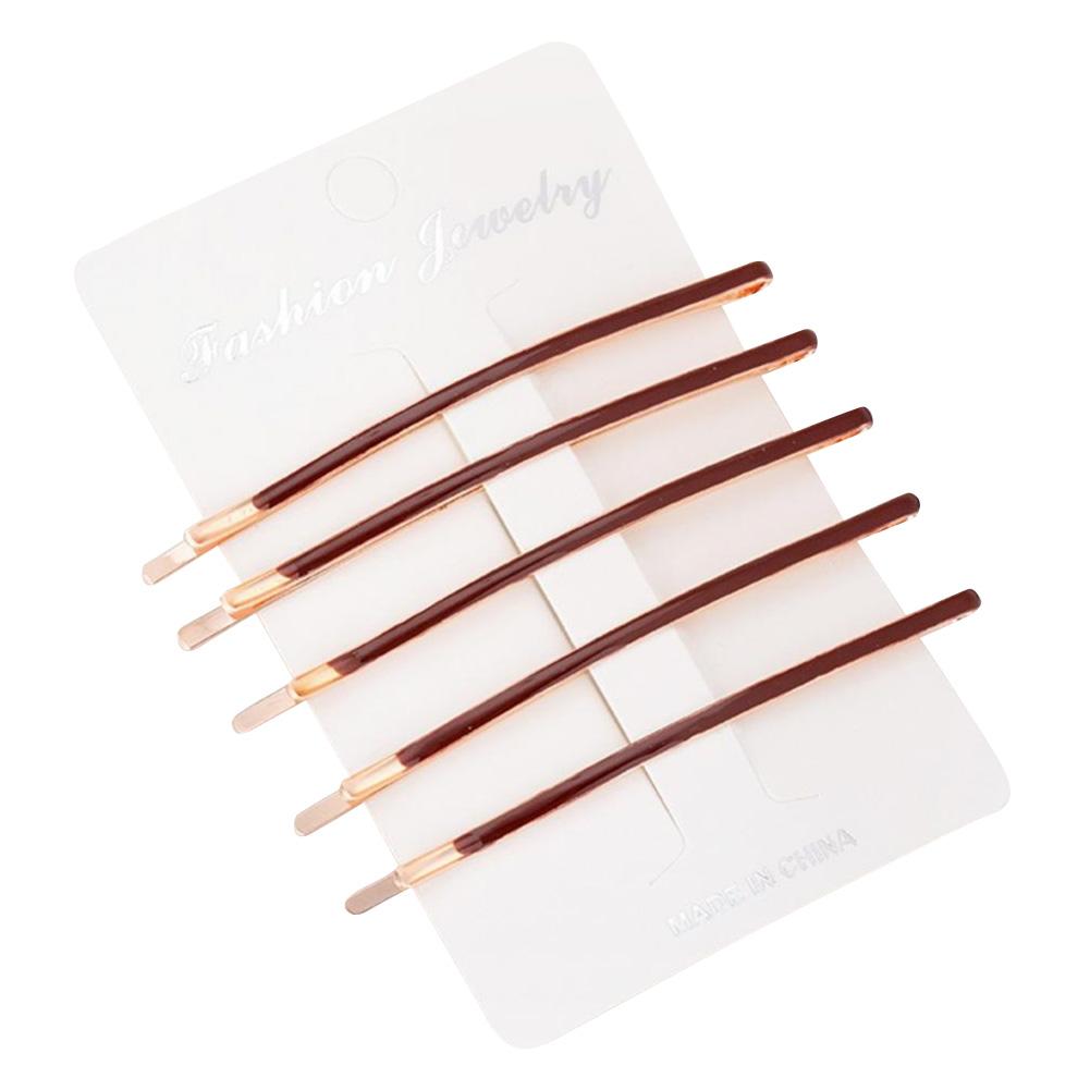 

5 шт. Модные женские заколки для волос из сплава, шпильки, невидимки, заколки-автоматы (Серебристый Черный, Длинный)